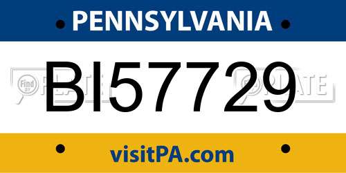 BI57729 Pennsylvania License Plate