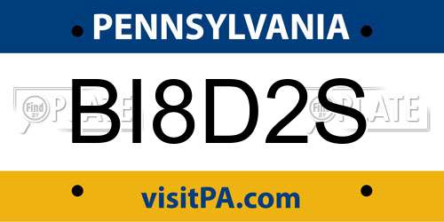 BI8D2S Pennsylvania License Plate
