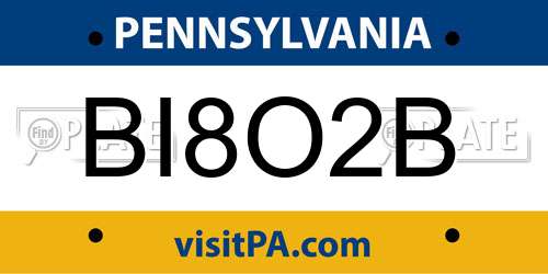 BI8O2B Pennsylvania License Plate