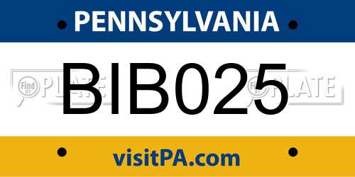 BIB025 Pennsylvania License Plate