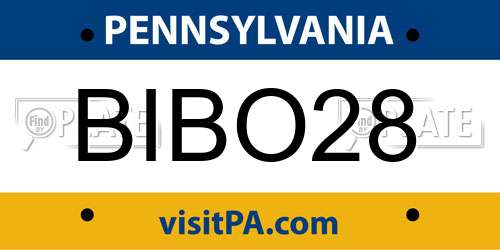 BIBO28 Pennsylvania License Plate