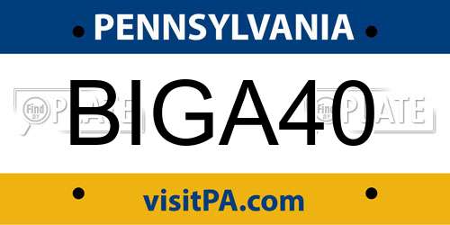 BIGA40 Pennsylvania License Plate