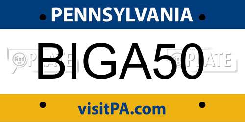 BIGA50 Pennsylvania License Plate