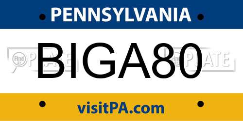 BIGA80 Pennsylvania License Plate