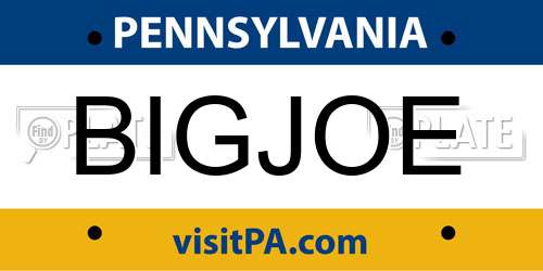 BIGJOE Pennsylvania License Plate