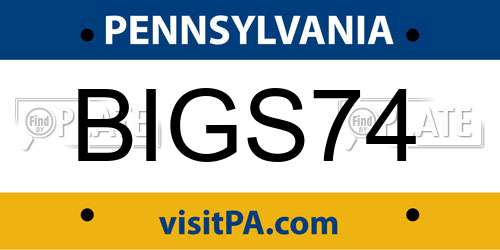 BIGS74 Pennsylvania License Plate