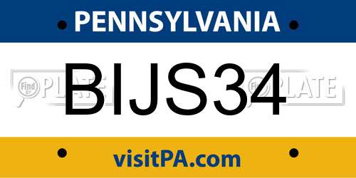 BIJS34 Pennsylvania License Plate