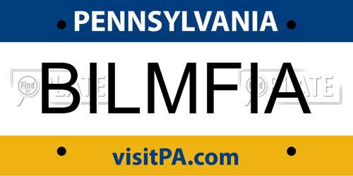 BILMFIA Pennsylvania License Plate
