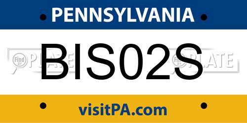BIS02S Pennsylvania License Plate