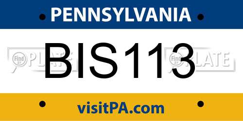 BIS113 Pennsylvania License Plate