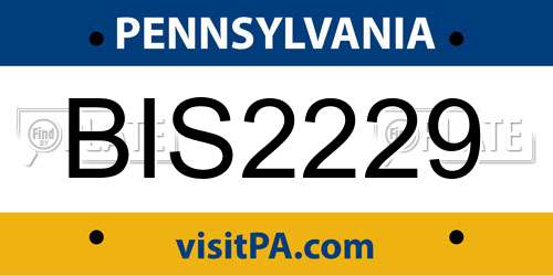 BIS2229 Pennsylvania License Plate