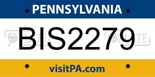 BIS2279 Pennsylvania License Plate