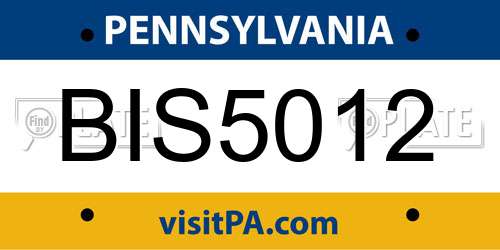 BIS5012 Pennsylvania License Plate