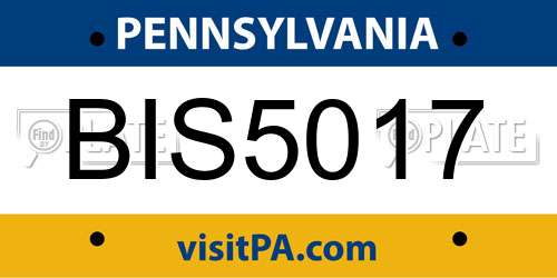BIS5017 Pennsylvania License Plate