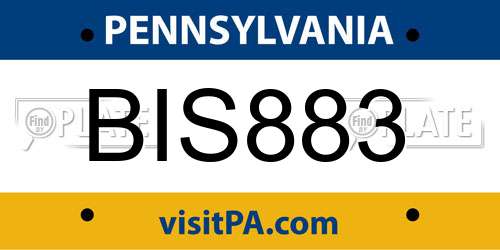 BIS883 Pennsylvania License Plate