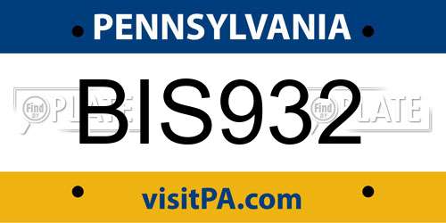 BIS932 Pennsylvania License Plate