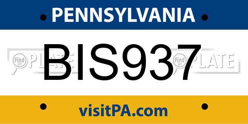 BIS937 Pennsylvania License Plate