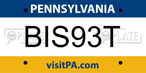 BIS93T Pennsylvania License Plate
