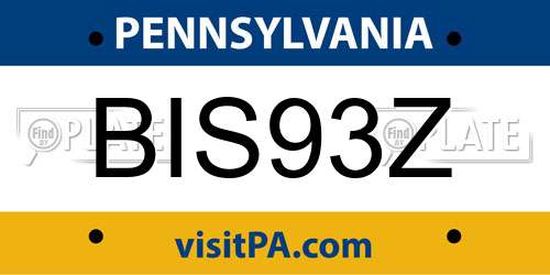 BIS93Z Pennsylvania License Plate