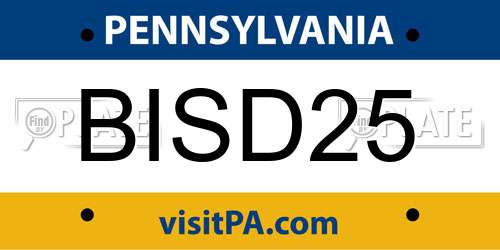 BISD25 Pennsylvania License Plate
