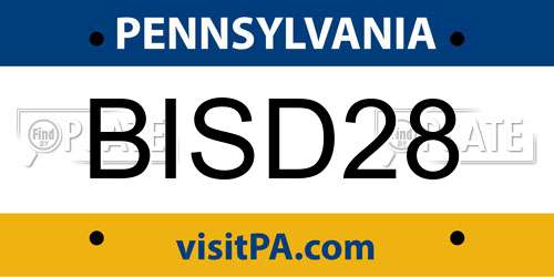 BISD28 Pennsylvania License Plate