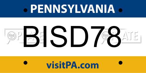 BISD78 Pennsylvania License Plate