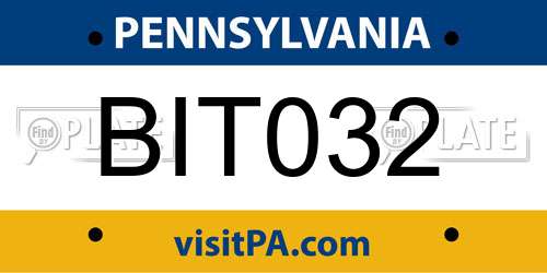 BIT032 Pennsylvania License Plate