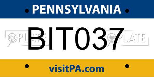 BIT037 Pennsylvania License Plate