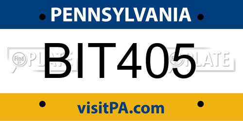 BIT405 Pennsylvania License Plate