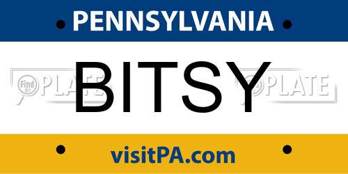 BITSY Pennsylvania License Plate