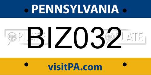 BIZ032 Pennsylvania License Plate
