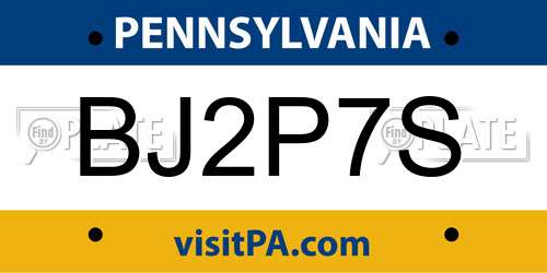 BJ2P7S Pennsylvania License Plate