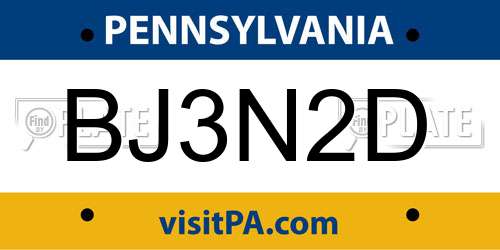 BJ3N2D Pennsylvania License Plate