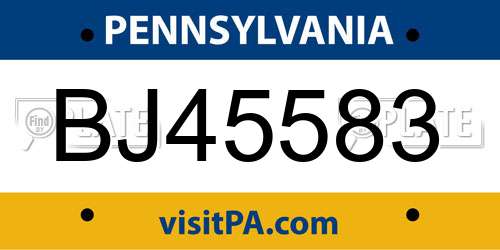 BJ45583 Pennsylvania License Plate