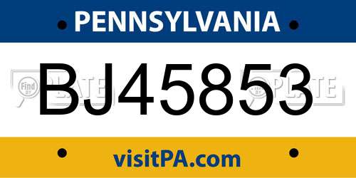BJ45853 Pennsylvania License Plate