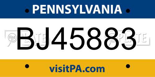 BJ45883 Pennsylvania License Plate