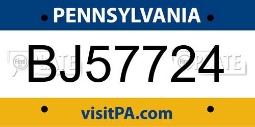 BJ57724 Pennsylvania License Plate