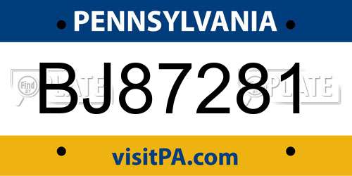 BJ87281 Pennsylvania License Plate