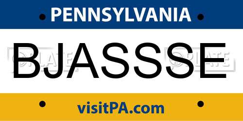 BJASSSE Pennsylvania License Plate