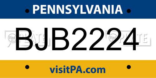 BJB2224 Pennsylvania License Plate
