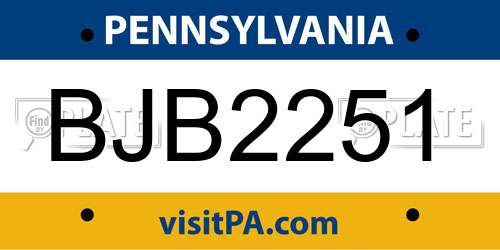BJB2251 Pennsylvania License Plate