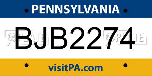 BJB2274 Pennsylvania License Plate