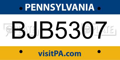 BJB5307 Pennsylvania License Plate