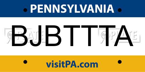 BJBTTTA Pennsylvania License Plate