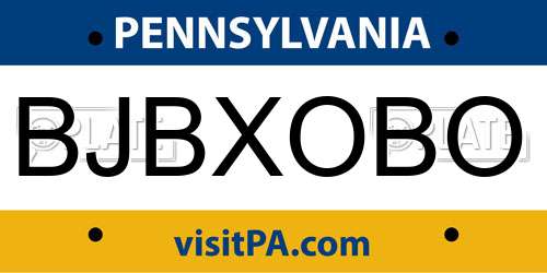 BJBXOBO Pennsylvania License Plate
