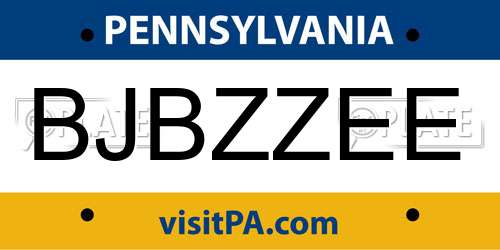 BJBZZEE Pennsylvania License Plate