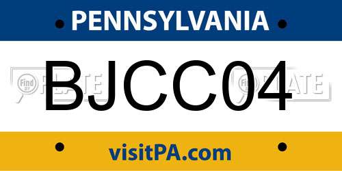 BJCC04 Pennsylvania License Plate