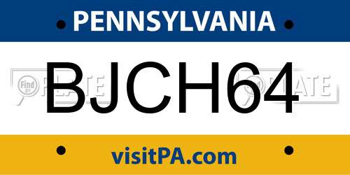 BJCH64 Pennsylvania License Plate