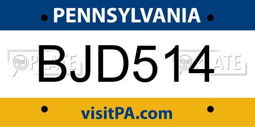 BJD514 Pennsylvania License Plate