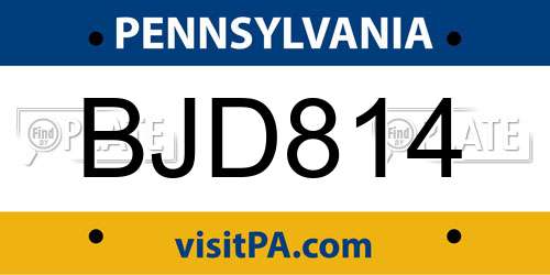 BJD814 Pennsylvania License Plate